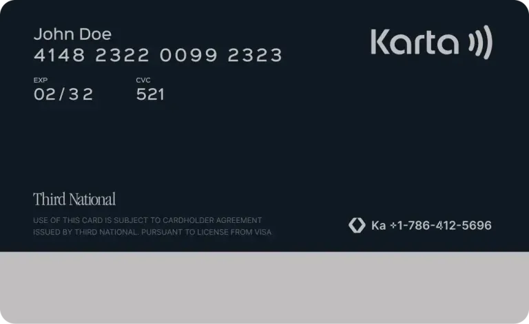 First version of the Karta card back — cluttered typography reduced legibility