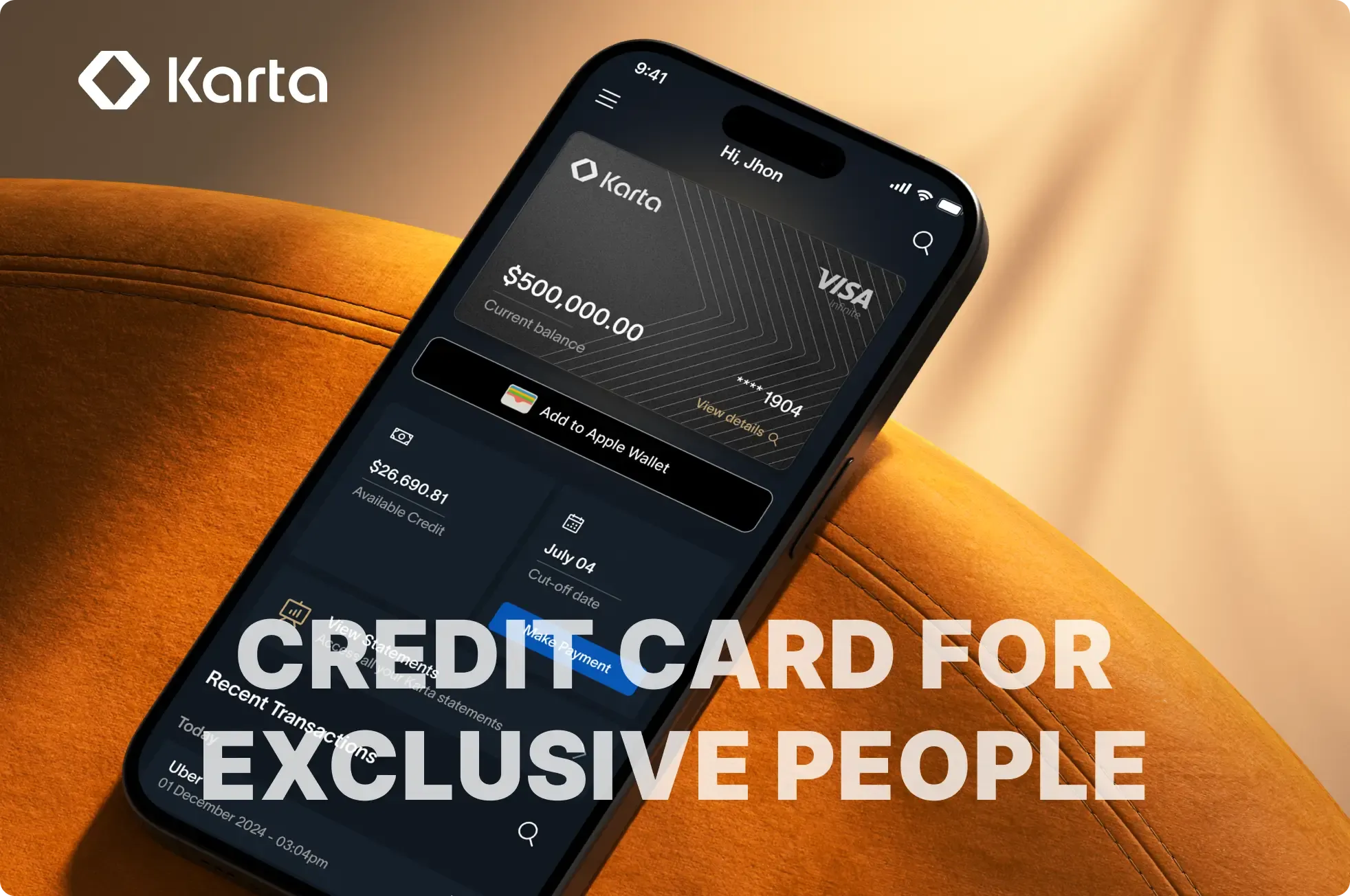 Karta — Karta App Case Study: Premium Credit Card UX. Product design for Karta's premium credit card app. WhatsApp concierge integration, investment-backed payments, and 85% lower fees.