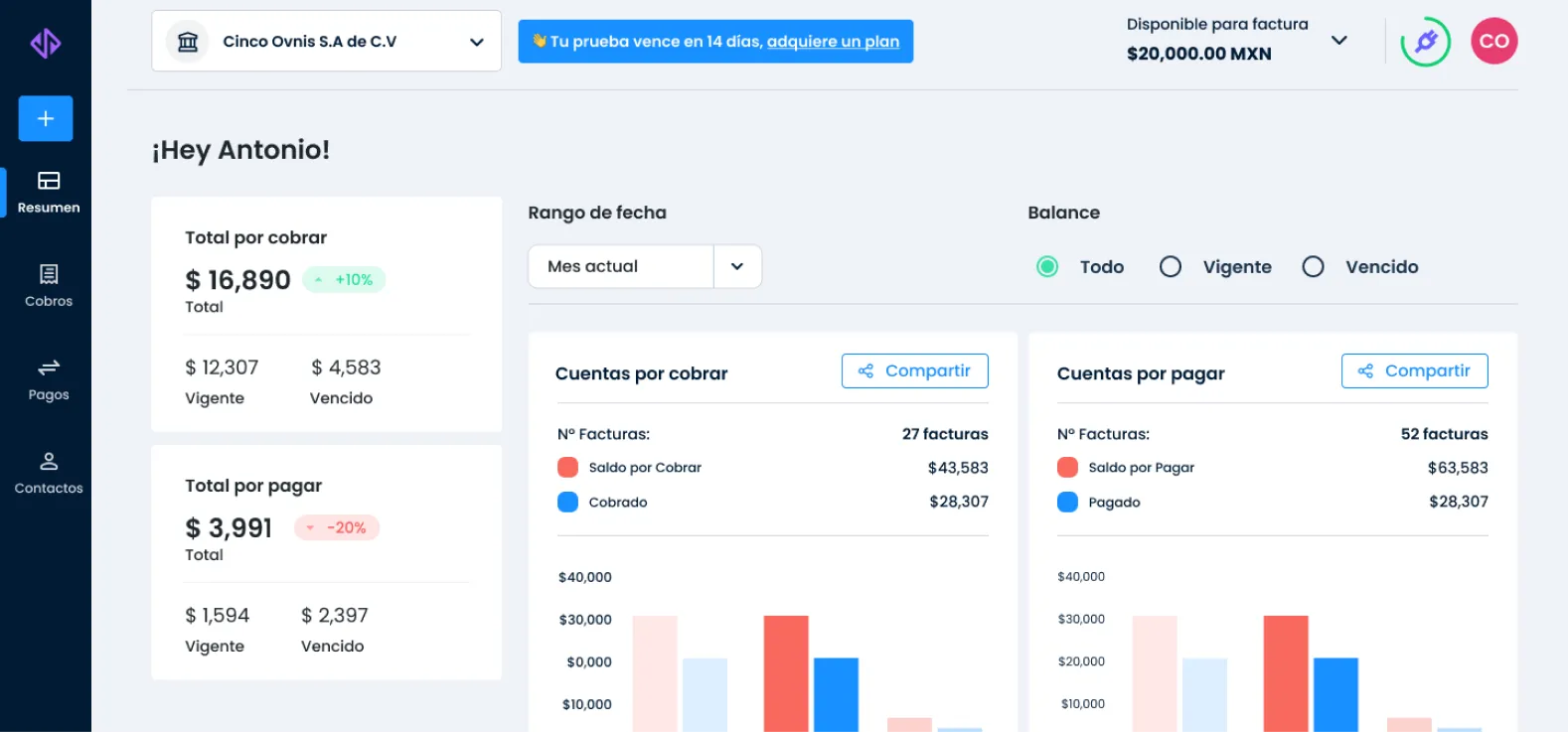 Yaydoo Vendorplace account-configuration screen — Cinco Ovnis S.A de C.V with mass invoice download, invoicing setup and Arcus payment method inside the redesigned admin area
