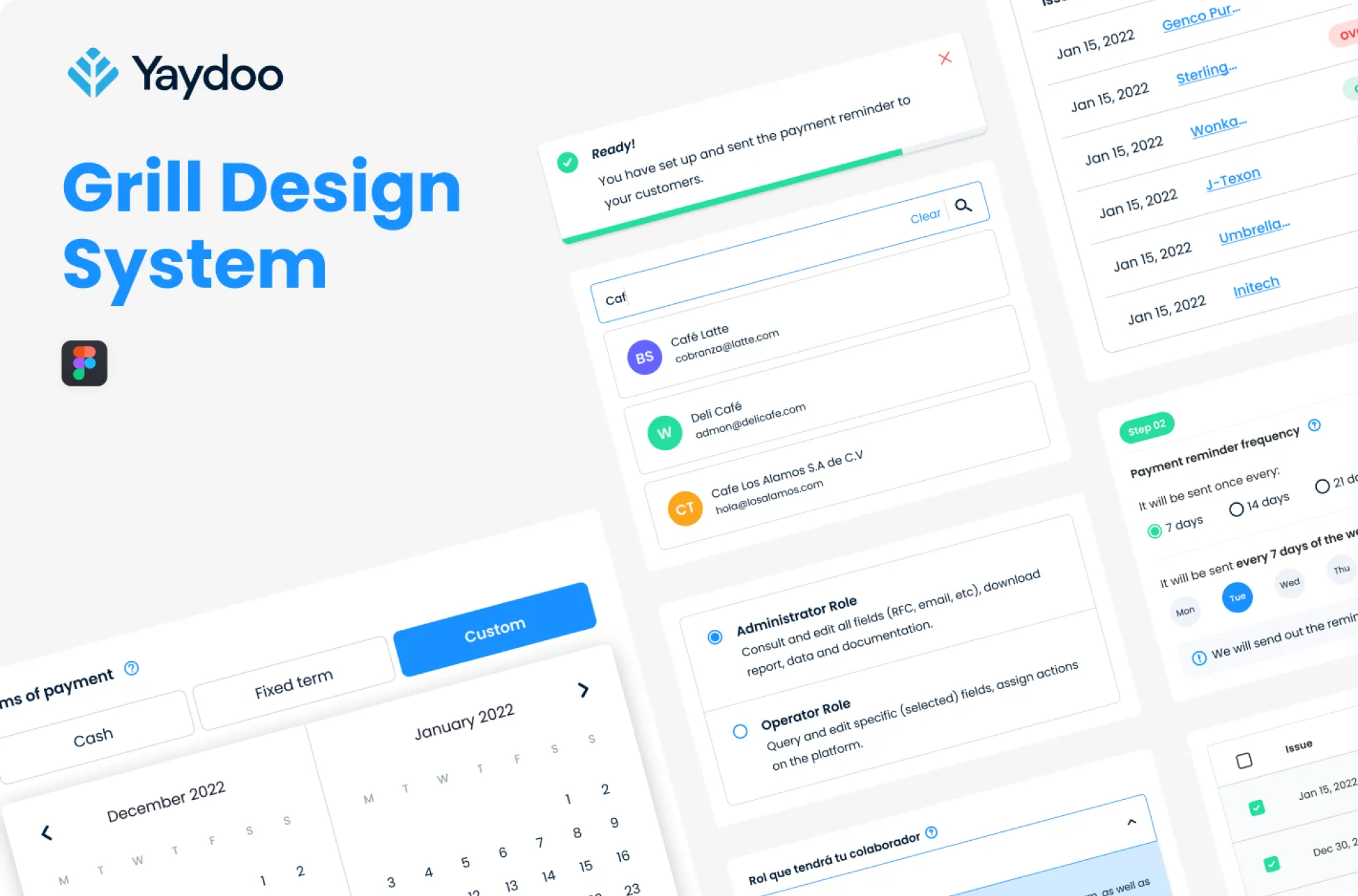 Yaydoo — Yaydoo Design System: +40% Productivity in 3 Months. Design system for Yaydoo. Organized 6+ products with brand and usability inconsistencies. Built Grill Design System with engineering team.