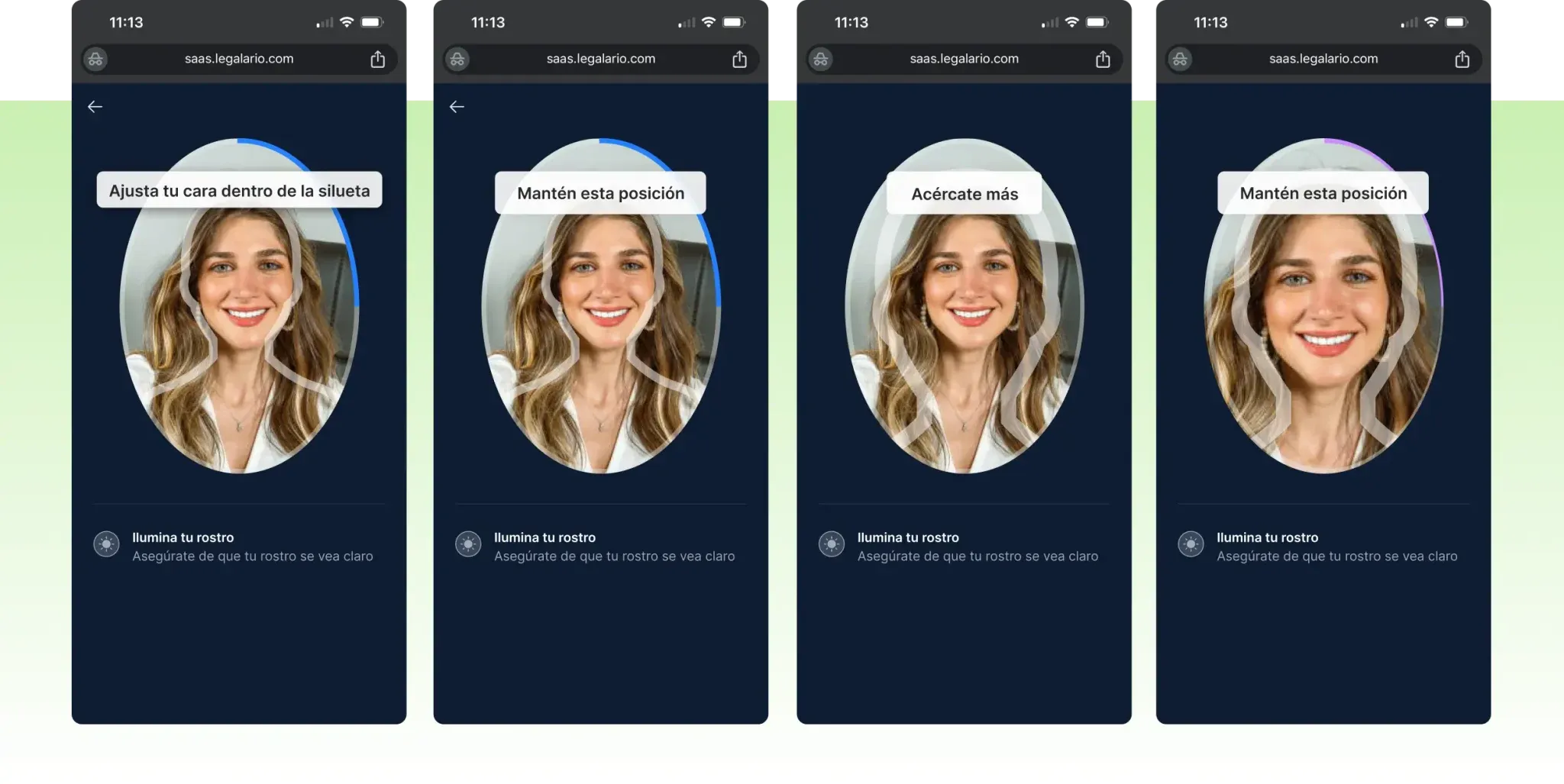 Passive life detection — four selfie frames capturing natural body movements to prove liveness